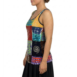 Godavari Knit Cotton Tie-Dye Patchwork Tank