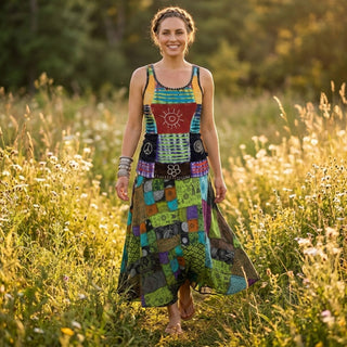 Godavari Knit Cotton Tie-Dye Patchwork Tank