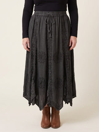 Ghorepani Rayon Medieval Embroidered Maxi Skirt