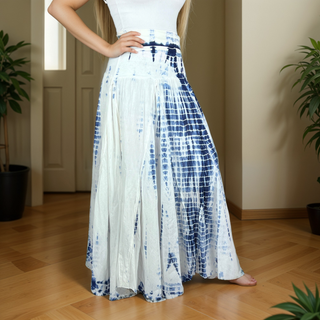 61 SKT Soft Cotton Convertible Lined Tie Dye Gypsy Skirt Dress - Agan Traders, Blue White