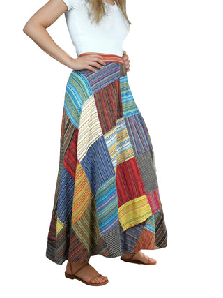 Bajura Patchwork Knit Cotton Maxi Wrap Skirt