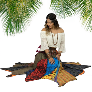 Ghalekharka Knit Cotton Tribal Asymmetrical Patch Skirt