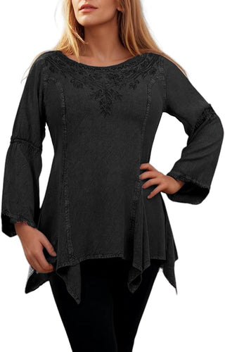 Khokana Rayon Asymmetrical Handkerchief-Hem Blouse