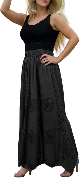 Ghorepani Rayon Medieval Embroidered Maxi Skirt