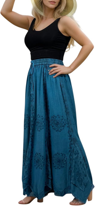 Ghorepani Rayon Medieval Embroidered Maxi Skirt