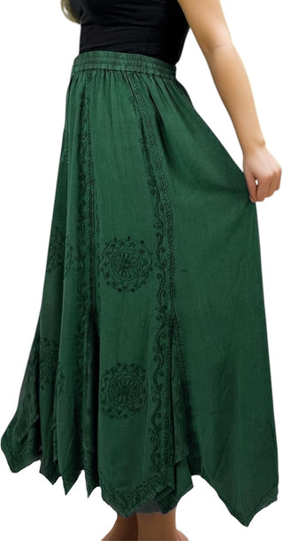 Ghorepani Rayon Medieval Embroidered Maxi Skirt