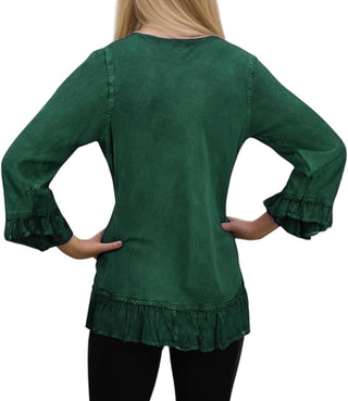 Mardi Rayon Embroidered Ruffle Blouse
