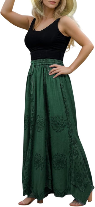 Ghorepani Rayon Medieval Embroidered Maxi Skirt