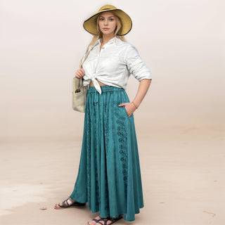 Marpha Rayon Medieval Embroidered Maxi Skirt