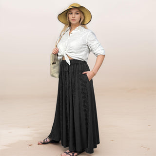 Marpha Rayon Medieval Embroidered Maxi Skirt