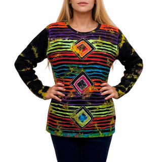 Humla Rib Cotton Tie-Dye Patchwork Blouse