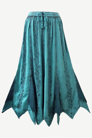 714 Skt Bohemian Gypsy Asymmetrical Hem Rayon Netted Skirt - Agan Traders, Turquoise