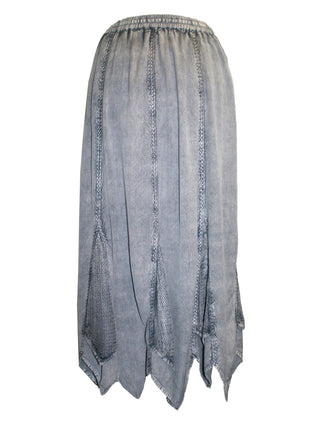 714 Skt Bohemian Gypsy Asymmetrical Hem Rayon Netted Skirt - Agan Traders, Silver
