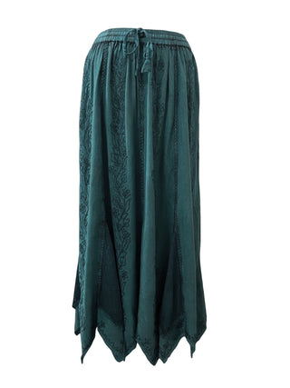 714 Skt Bohemian Gypsy Asymmetrical Hem Rayon Netted Skirt - Agan Traders, Turquoise