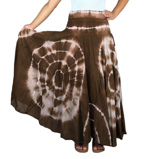 61 SKT Circular Printed Soft Cotton Convertible Lined Tie Dye Gypsy Skirt Dress - Agan Traders, Brown