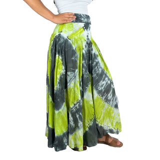 61 SKT Circular Printed Soft Cotton Convertible Lined Tie Dye Gypsy Skirt Dress - Agan Traders, Lime