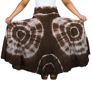 61 SKT Circular Printed Soft Cotton Convertible Lined Tie Dye Gypsy Skirt Dress - Agan Traders, Brown