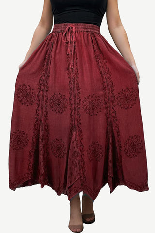 Ghorepani Rayon Medieval Embroidered Maxi Skirt