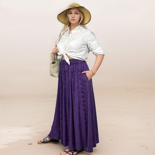 Marpha Rayon Medieval Embroidered Maxi Skirt