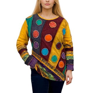 Gandaki Rib Cotton Patchwork Embroidered Blouse