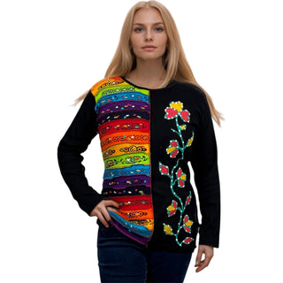 Tinau Rib Cotton Hand-Painted Pastel Patch Blouse