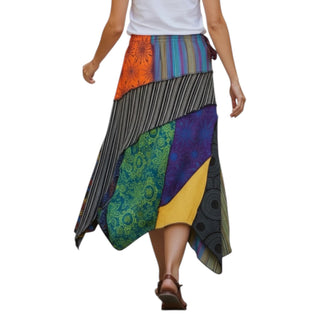 Ghalekharka Knit Cotton Tribal Asymmetrical Patch Skirt