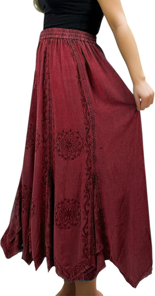 Ghorepani Rayon Medieval Embroidered Maxi Skirt