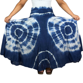 61 SKT Circular Printed Soft Cotton Convertible Lined Tie Dye Gypsy Skirt Dress - Agan Traders, Blue