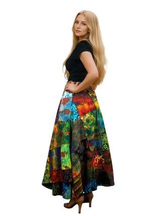 Manaslu Cotton Tie-Dye Patchwork Wrap Skirt