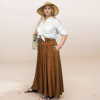 Marpha Rayon Medieval Embroidered Maxi Skirt
