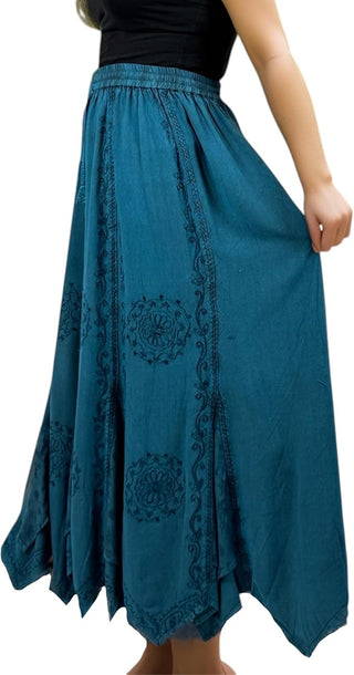 Ghorepani Rayon Medieval Embroidered Maxi Skirt