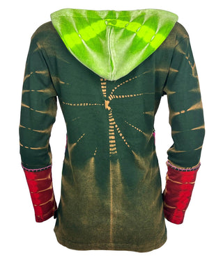 Rasuwa Rib Cotton Tie-Dye Patchwork Hoodie