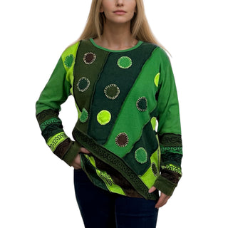 Gandaki Rib Cotton Patchwork Embroidered Blouse