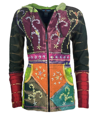Rasuwa Rib Cotton Tie-Dye Patchwork Hoodie