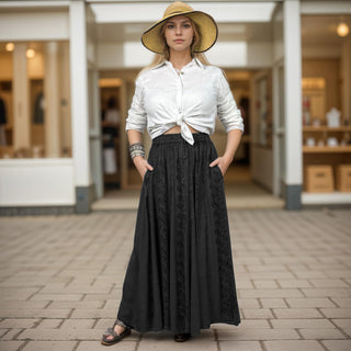 Marpha Rayon Medieval Embroidered Maxi Skirt