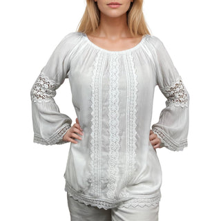 Chhusang Lace-Sleeve Rayon Crepe Tunic
