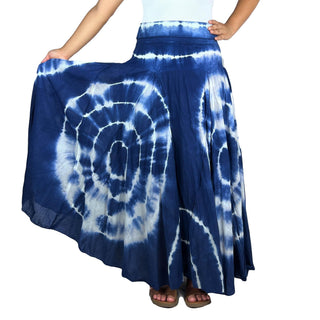 61 SKT Circular Printed Soft Cotton Convertible Lined Tie Dye Gypsy Skirt Dress - Agan Traders, Blue