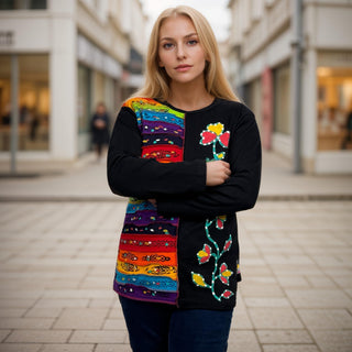 Tinau Rib Cotton Hand-Painted Pastel Patch Blouse