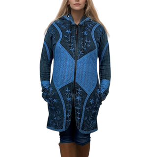 Lahan Rib Cotton Patchwork Embroidered Hoodie