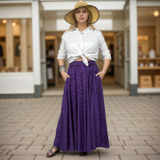Marpha Rayon Medieval Embroidered Maxi Skirt