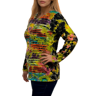 Humla Rib Cotton Tie-Dye Patchwork Blouse