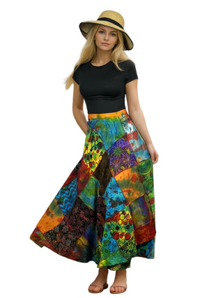 Manaslu Cotton Tie-Dye Patchwork Wrap Skirt