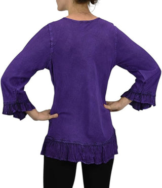 Mardi Rayon Embroidered Ruffle Blouse