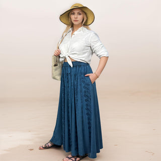 Marpha Rayon Medieval Embroidered Maxi Skirt