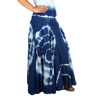 61 SKT Circular Printed Soft Cotton Convertible Lined Tie Dye Gypsy Skirt Dress - Agan Traders, Blue