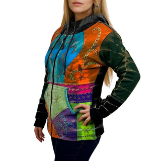 Rasuwa Rib Cotton Tie-Dye Patchwork Hoodie