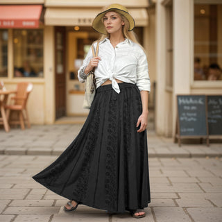 Marpha Rayon Medieval Embroidered Maxi Skirt