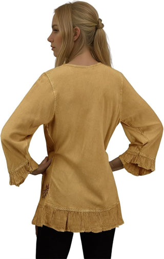 Mardi Rayon Embroidered Ruffle Blouse