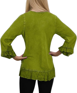 Mardi Rayon Embroidered Ruffle Blouse