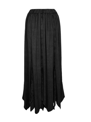 Women's Boho 715 SKT Medieval Flared Hem A Line Embroidered Long Maxi Skirt - Agan Traders, Black